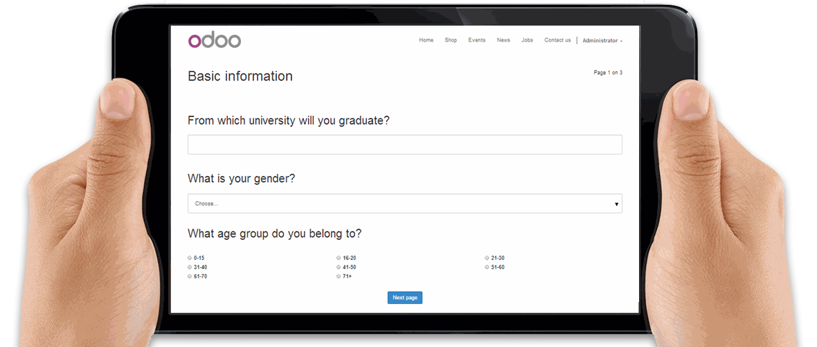 Odoo image and text block