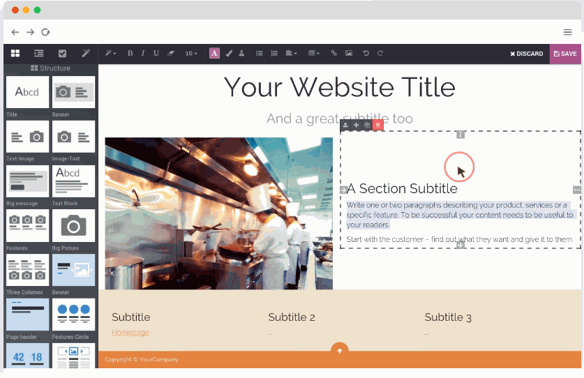 Odoo image and text block